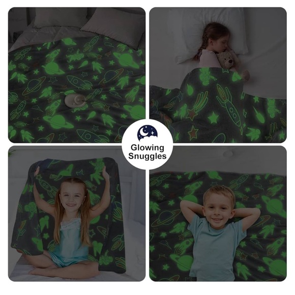 Glow in The Dark blanket Astronaut Blanket,Grey Space Blanket for Boys gift - Picture 4 of 8